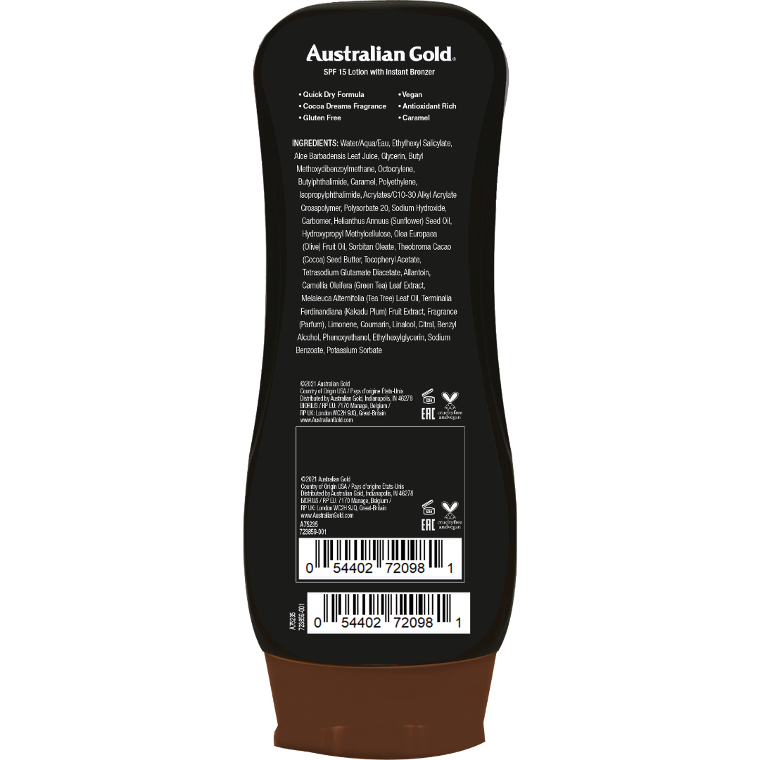 Loción bronceadora oscura Australian Gold FPS 15